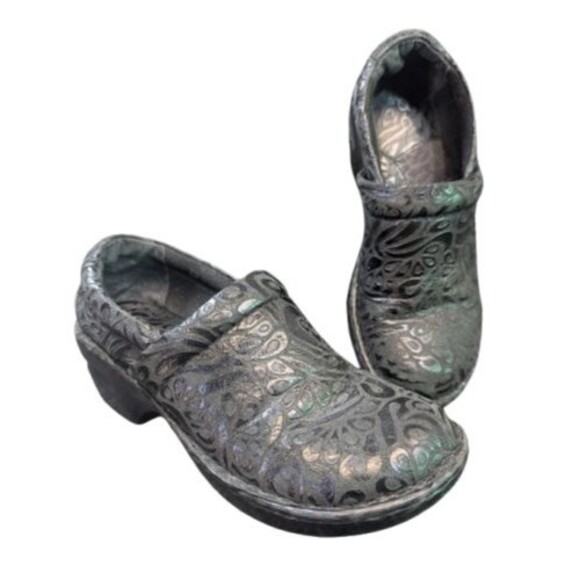 BOC BORN Concept Size 6 "Peggy" Women`s Black Leather Tooled Slip On Clogs Shoes - Picture 1 of 7